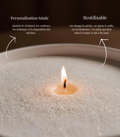 Bougie en sable réutilisable